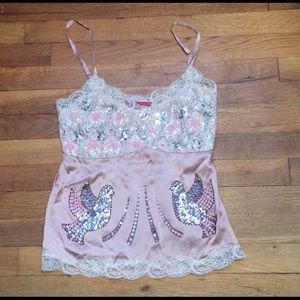 Free for Humanity silk beaded tank top